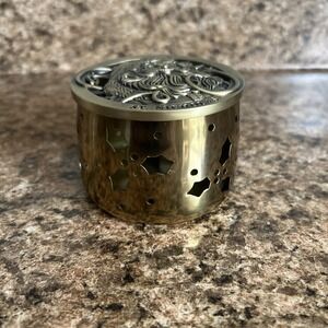 Retired Partylite Gold Brass Holly Votive Tealight Candle Holder Christmas Santa